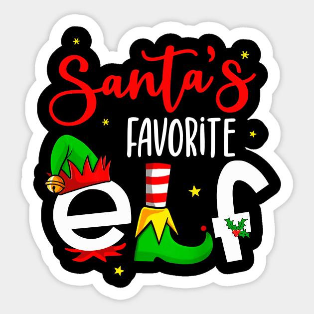 Funny Santa's Favorite Elf Squad Christmas Pajama Matching Sticker by _So who go sayit_